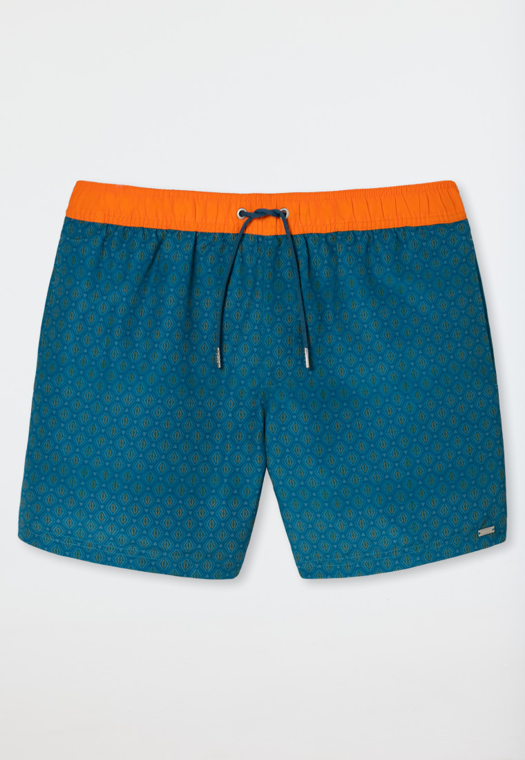 Badeshorts Webware Rauten gemustert orange - Casual Swim