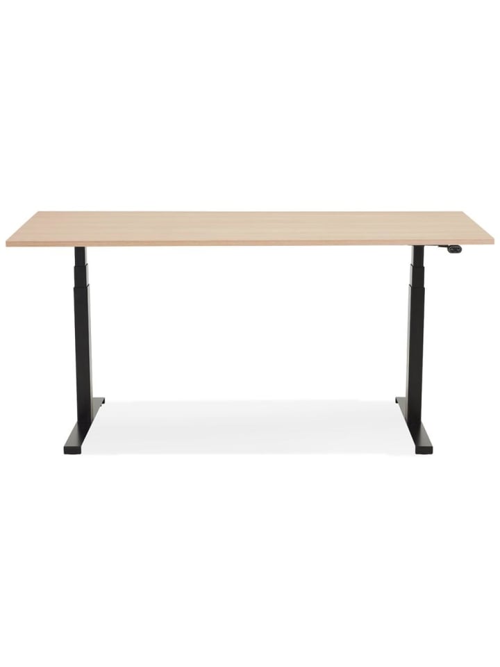 KADIMA DESIGN Schreibtisch 140x70 cm elektrisch höhenverstellbar in Beige-Schwarz günstig kaufen