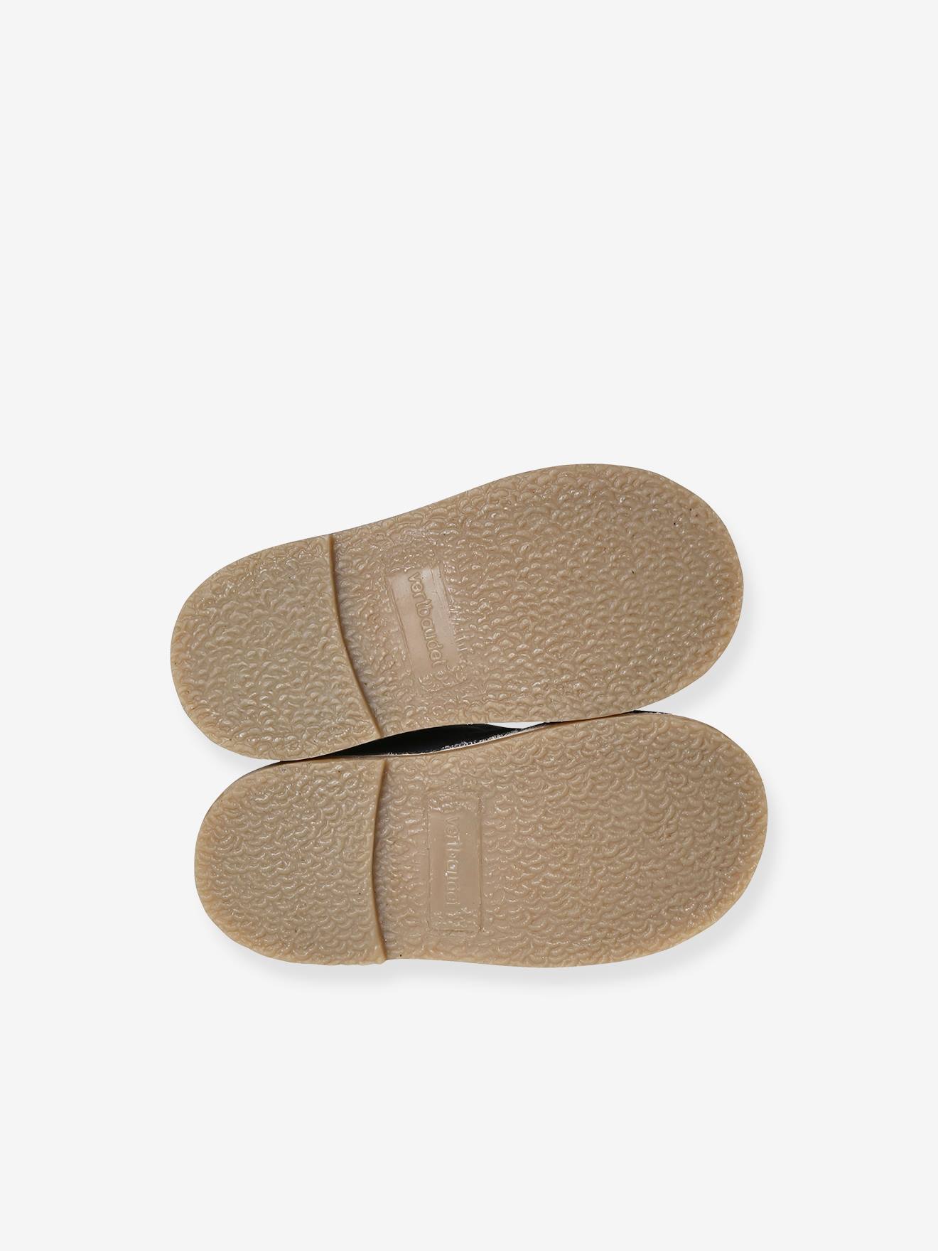 Boots scratchées en cuir irisé bébé marine