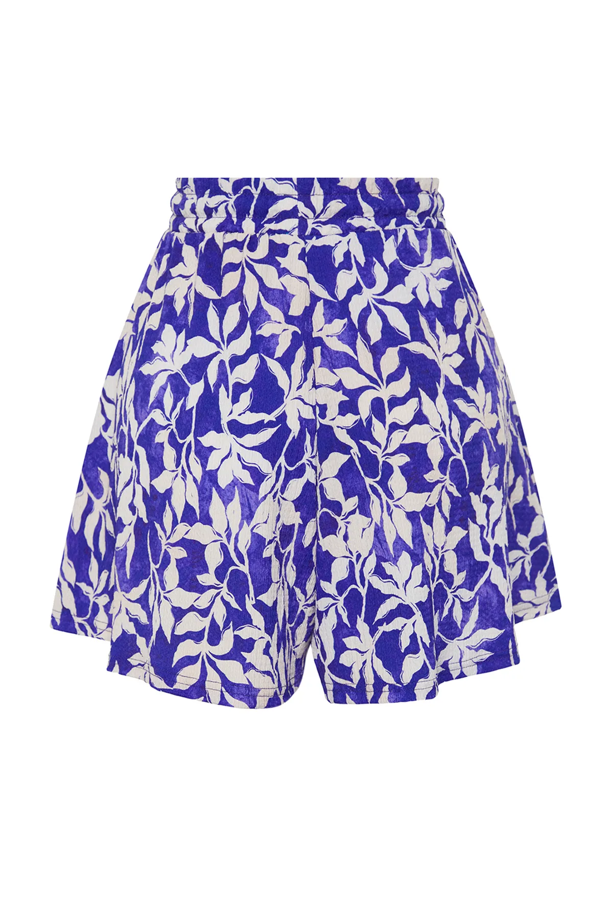 Trendyol Collection  Lila gemusterte Relaxed Fit Shorts mit normaler Taille und Wickel-/Strukturstrickmuster TWOSS22SR0212