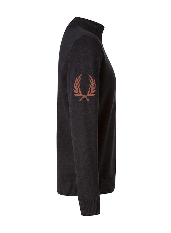 Fred Perry, Stehkragenpullover, Wolle, schwarz