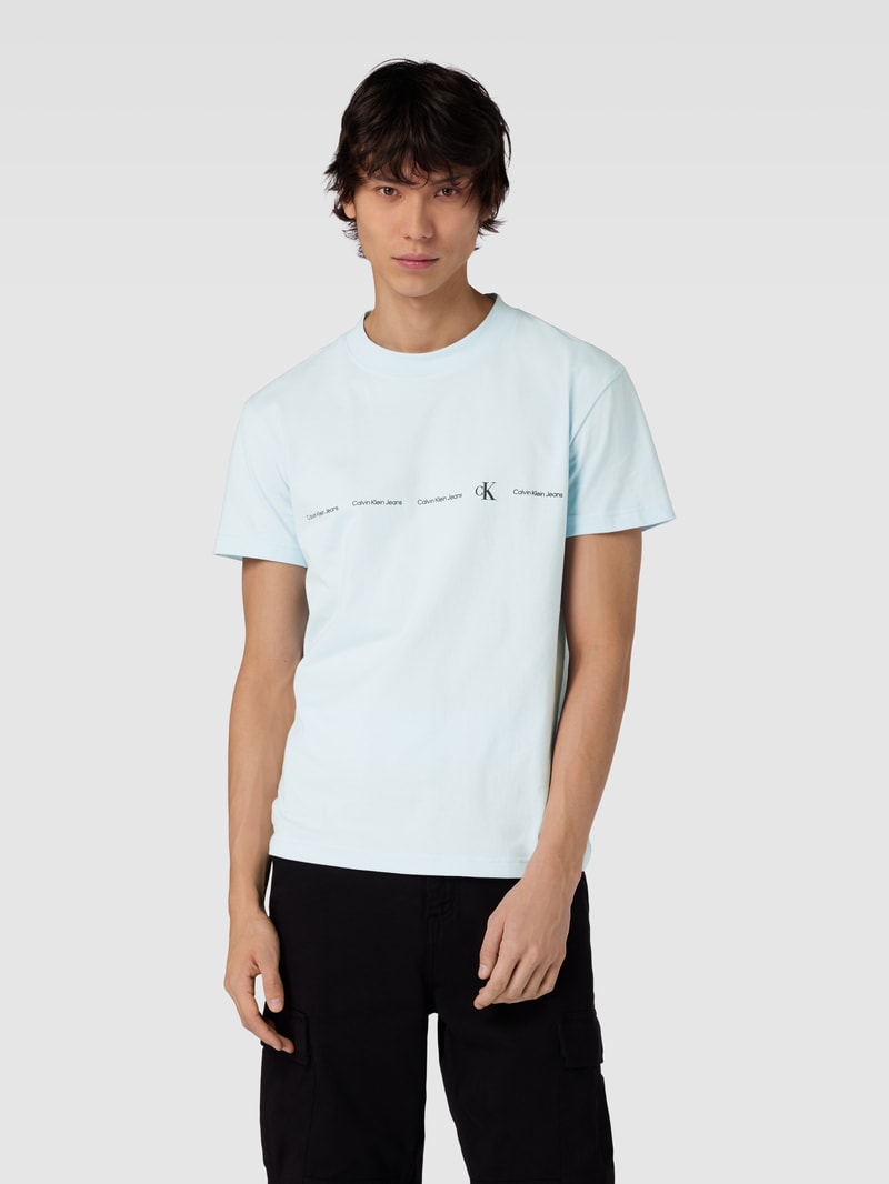 T-Shirt mit Logo-Print in hellblau