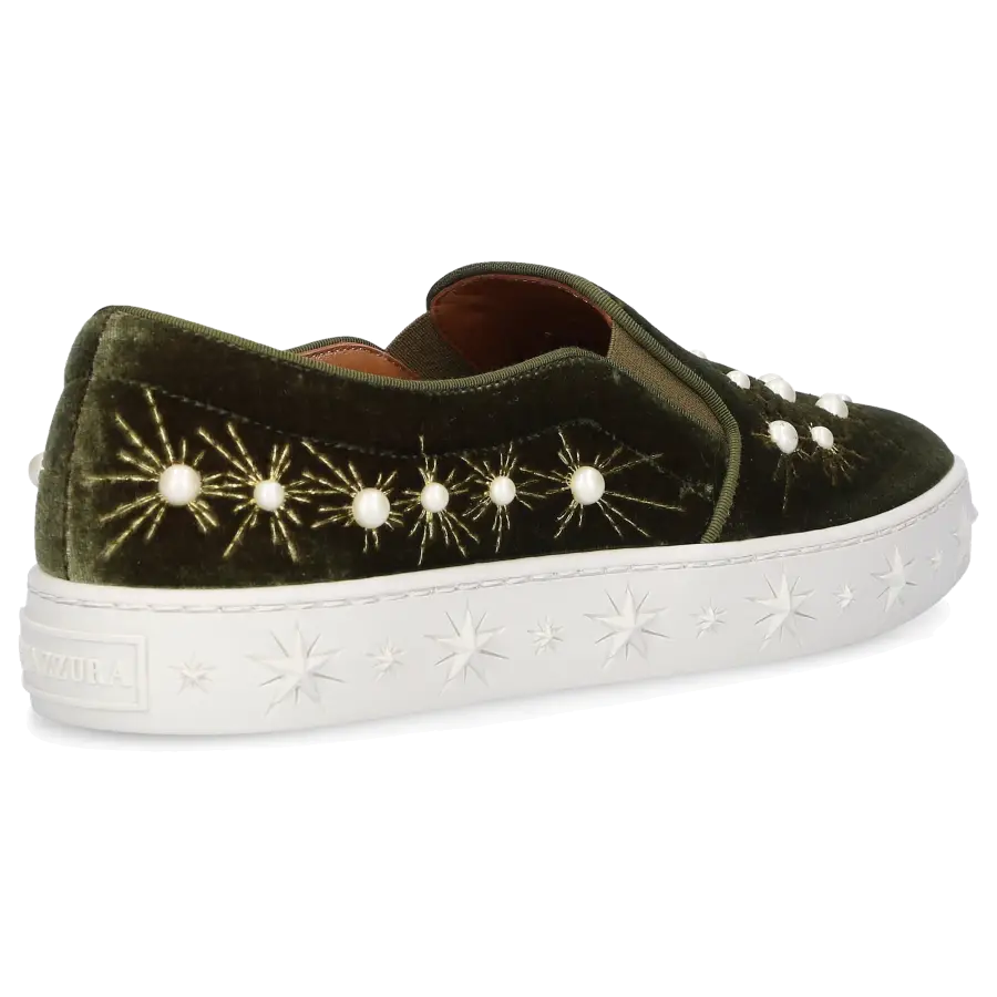 Aquazzura - Slip Ons COSMIC PEARLS Samt - grün