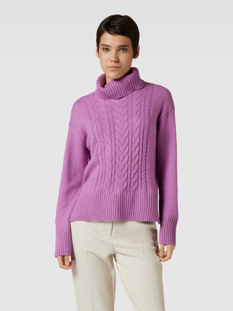 Strickpullover mit Zopfmuster in violett