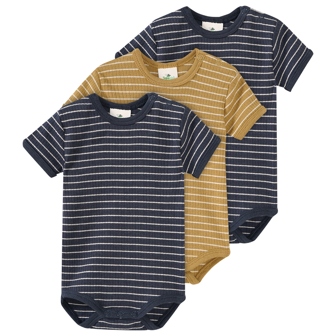 3 Baby Kurzarmbodys mit Bio-Baumwolle