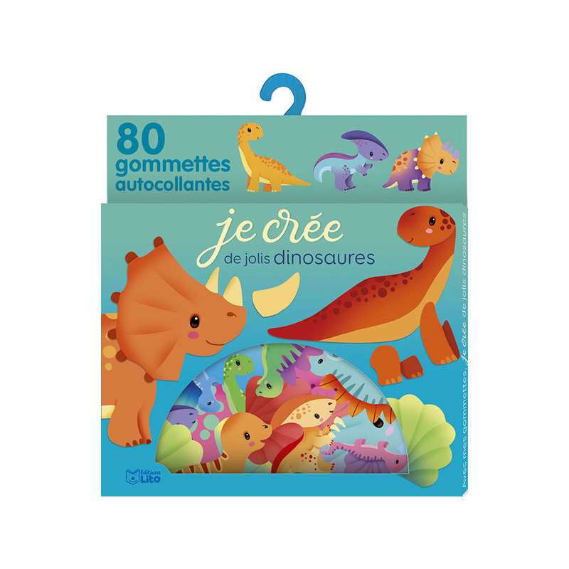 Pochette Avec mes gommettes, je crée de jolis dinosaures - Lito