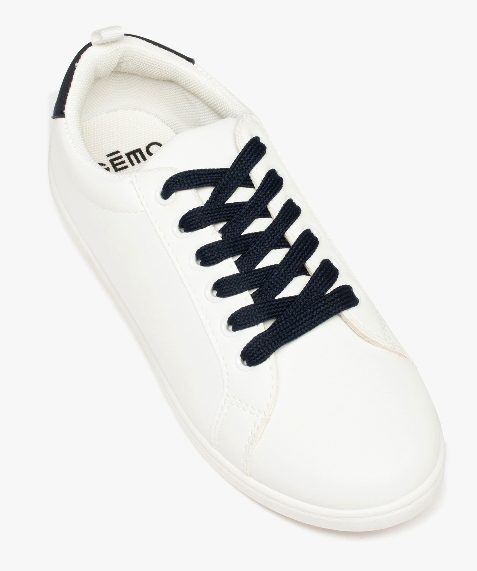 Baskets femme unies à lacets contrastés blanc | GEMO