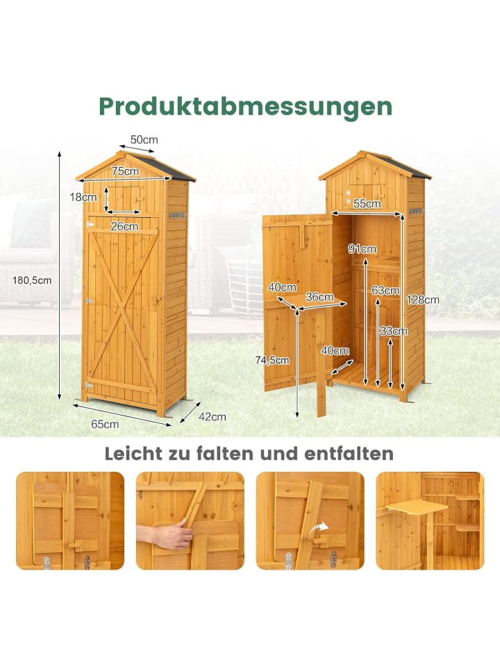 COSTWAY Gerätehaus Holz in Beige günstig kaufen onesize