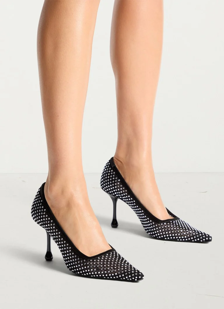 Jimmy Choo Ixia 95 salonke izrađene od mrežastog materijala s cirkonima