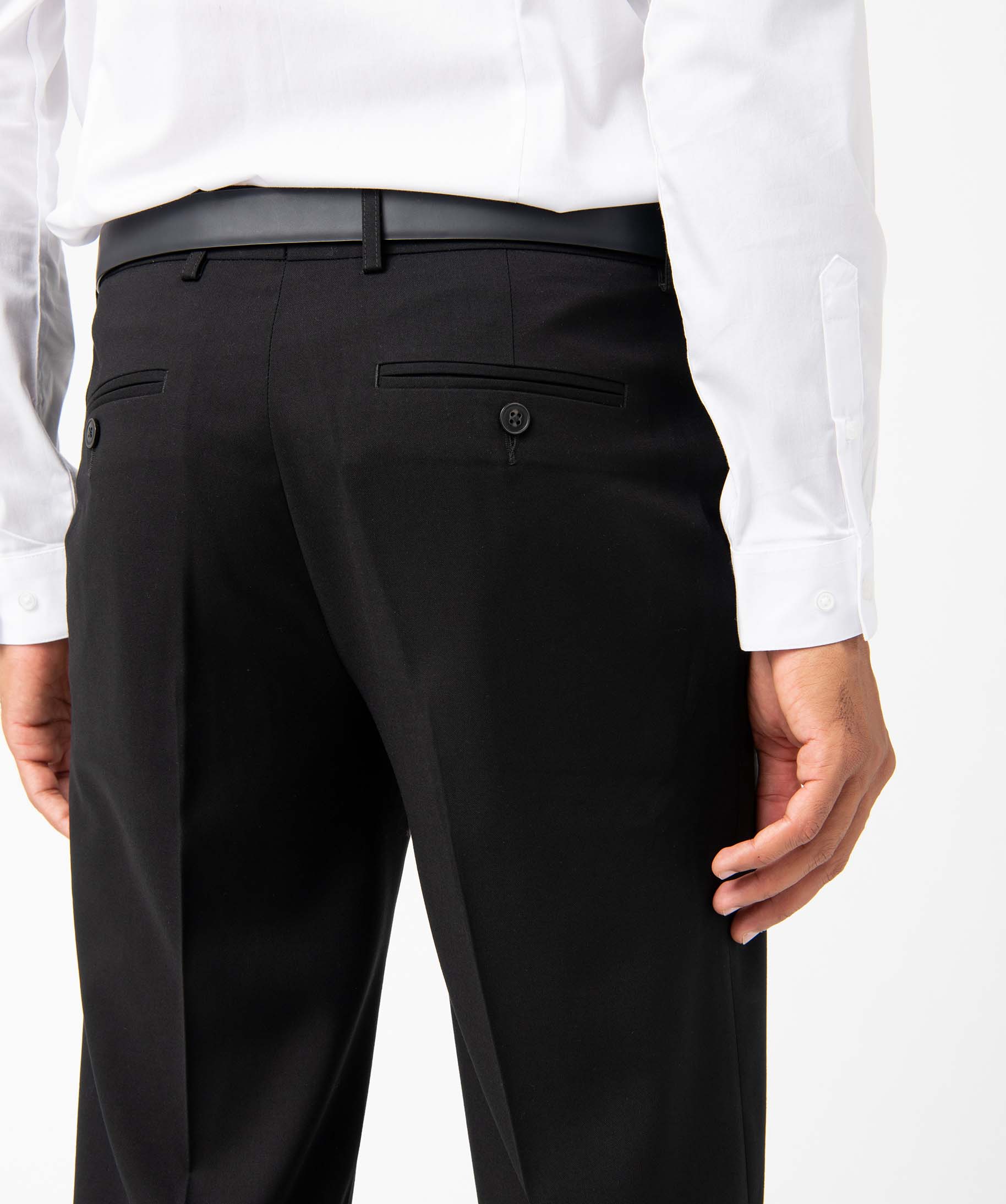 Pantalon de costume homme en toile coupe droite noir | GEMO