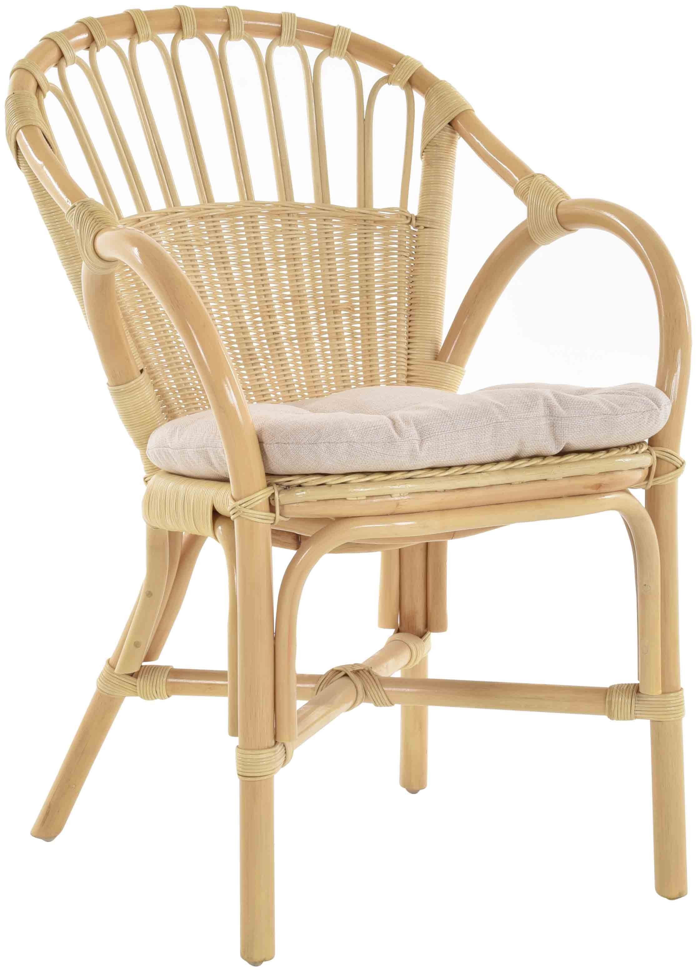 Krines Home Stapelstuhl Stapelbarer Rattan Wintergarten Sessel Korbstuhl mit Armlehnen, Korbsessel Geflochten, Stabil