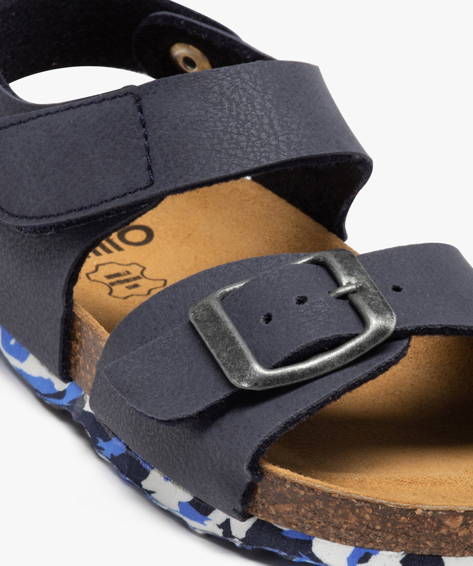 Sandales Garçon à semelle liège et brides unies marine | GEMO