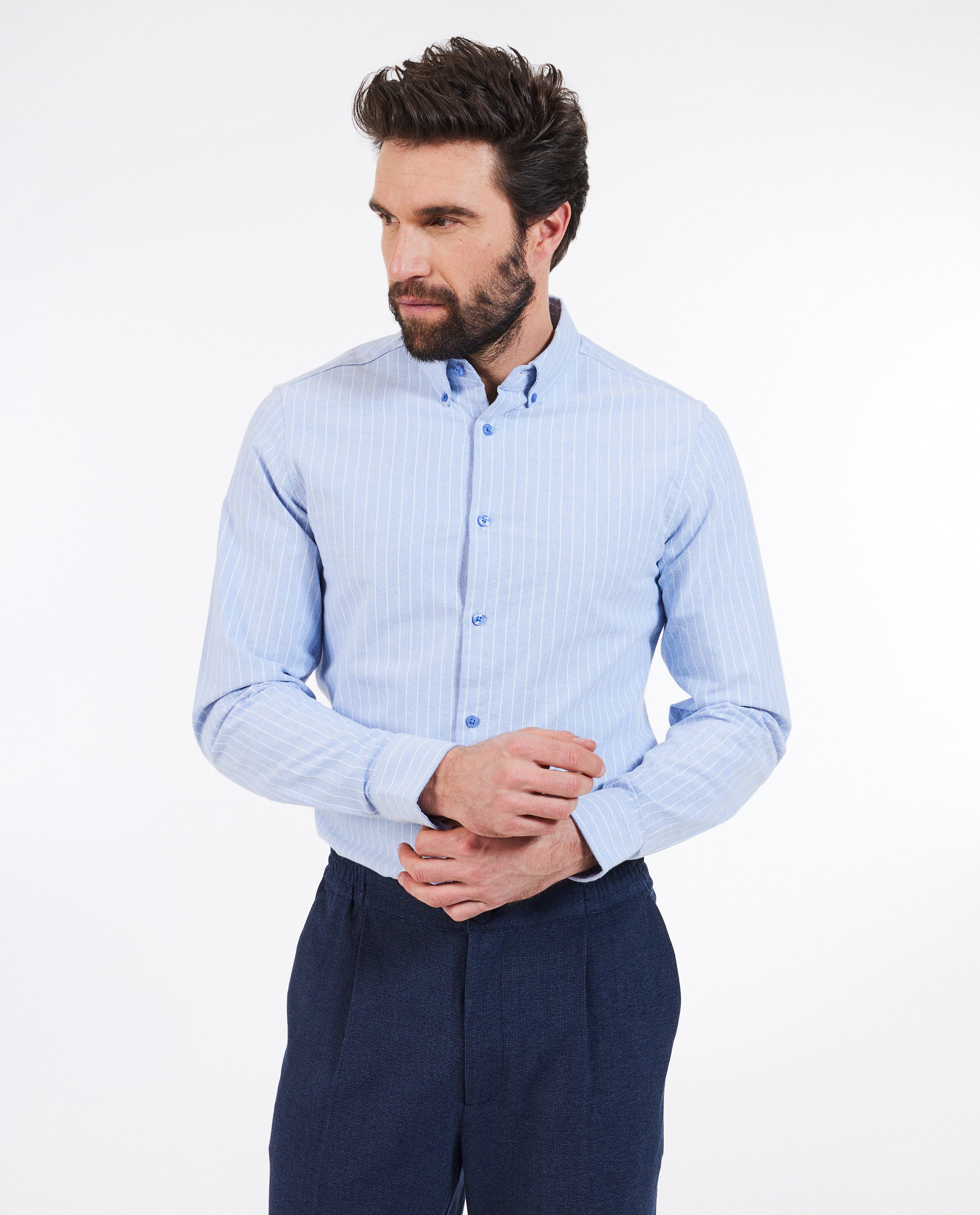 Cămașă Iveo cu dungi, croială slim fit, albastră