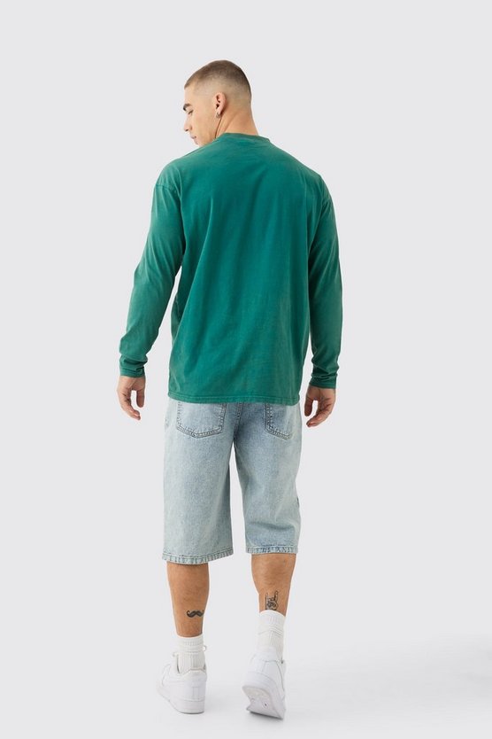 Oversized Man Extended Neck Washed Long Sleeve T-shirt