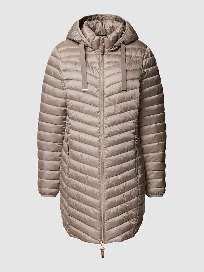 Steppjacke mit Kapuze in taupe