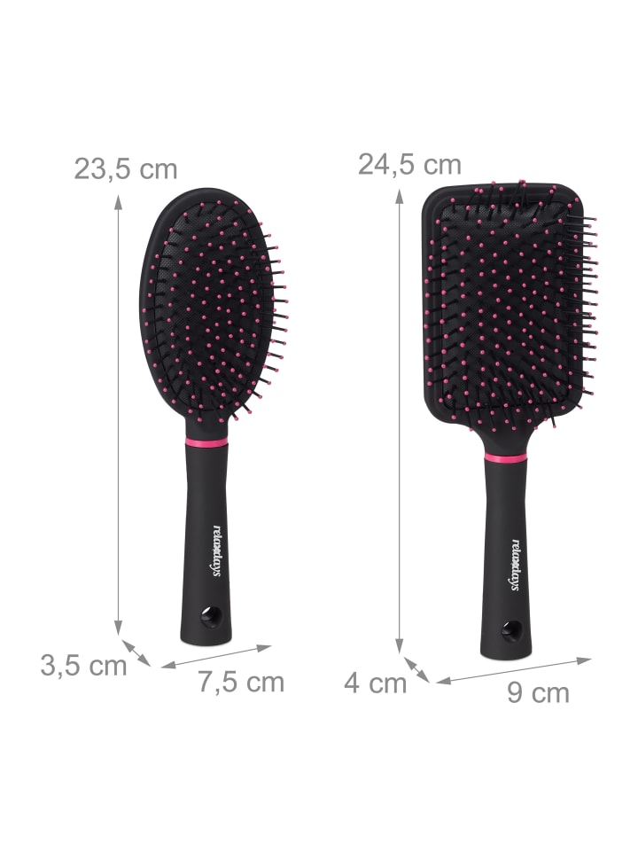 relaxdays 4x Haarbürste in Schwarz/Pink günstig kaufen onesize