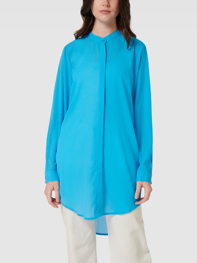 Longbluse mit Stehkragen Modell 'IHCellani' in blau