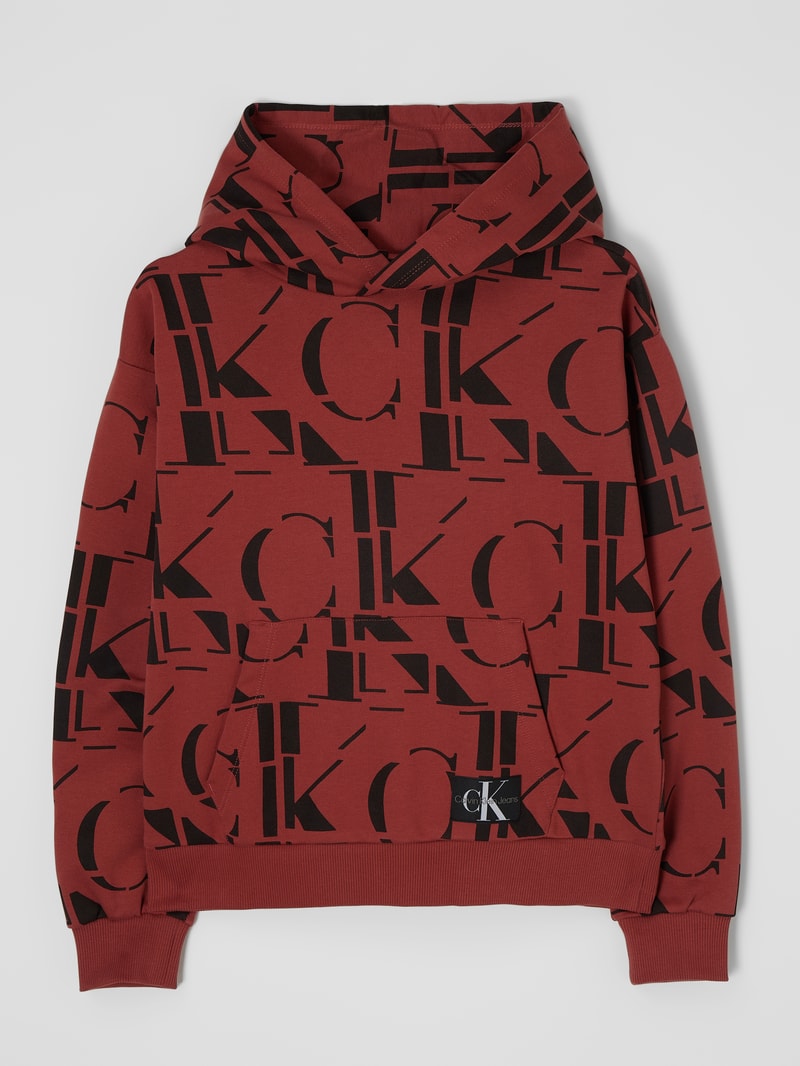 Hoodie mit Logo-Aufnäher in terrakotta
