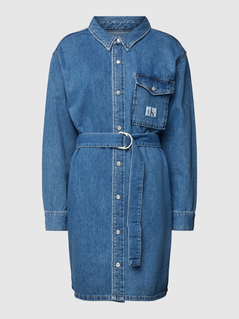 Jeanskleid mit Taillengürtel Modell 'BELTED UTILITY' in hellblau