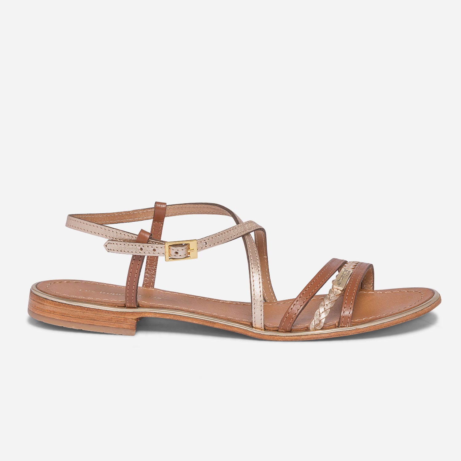 Sandale LES TROPEZIENNES par M.Belarbi camel et or en cuir