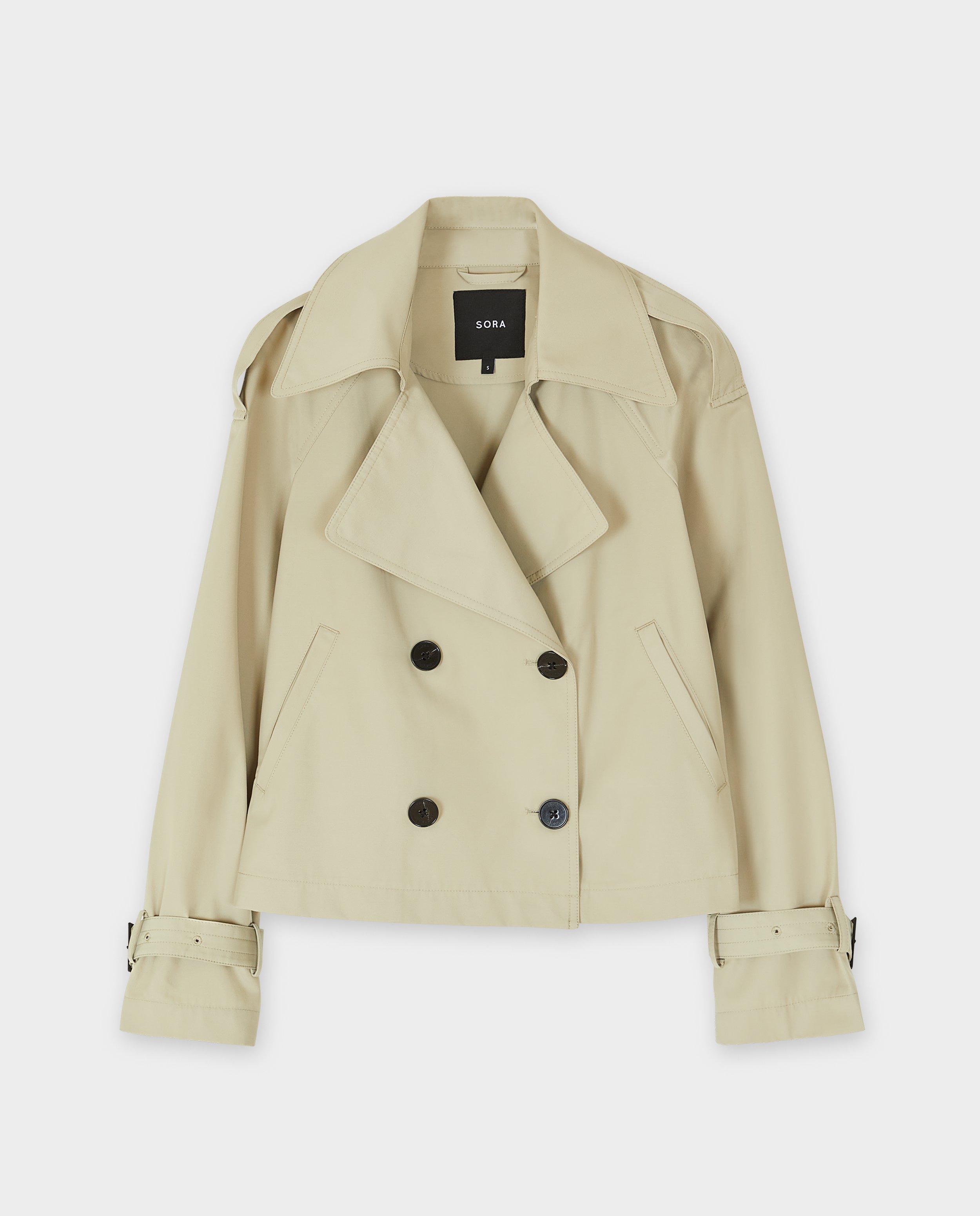 Trench scurt verde deschis Sora, kaki