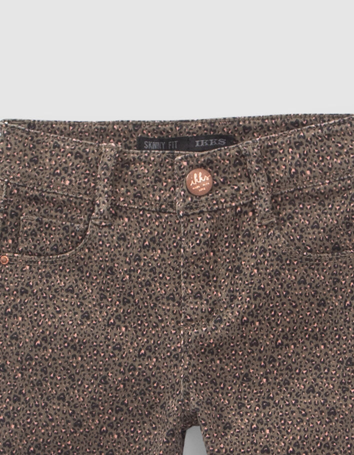 Jean SKINNY kaki imprimé léopard-coeurs fille