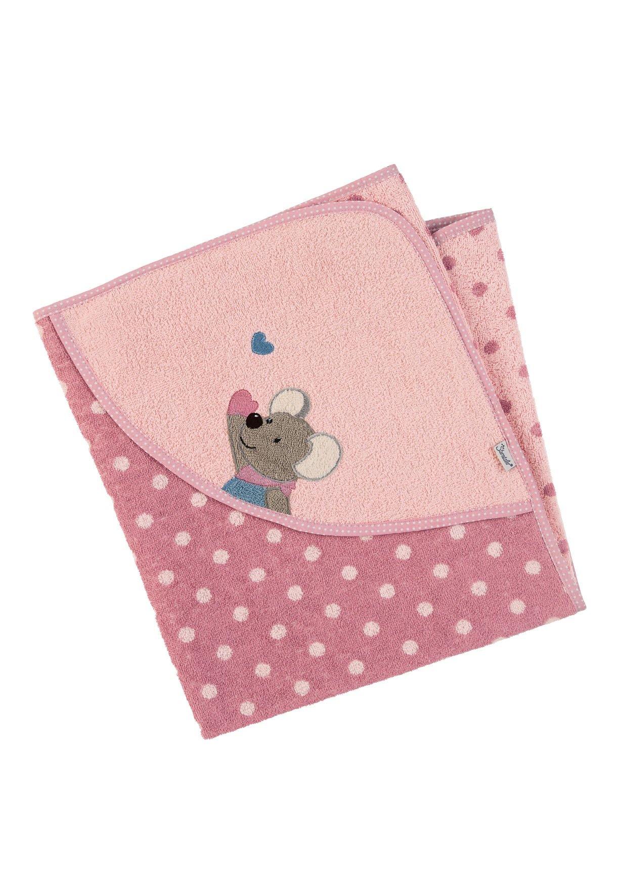 Badetuch 80x80 Maus Mabel in Rosa