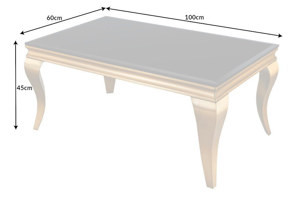 riess-ambiente Couchtisch MODERN BAROCK 100cm schwarz / gold (Einzelartikel, 1-St), Wohnzimmer · Glasplatte · Edelstahl · eckig