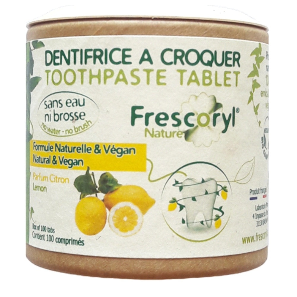 Frescoryl Dentifrice à croquer au citron - pot de100 comprimés Dentifrice