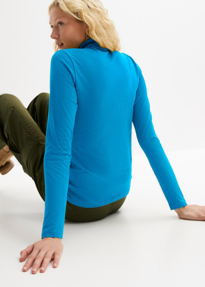 Rollkragen-Stretch-Shirt, Langarm