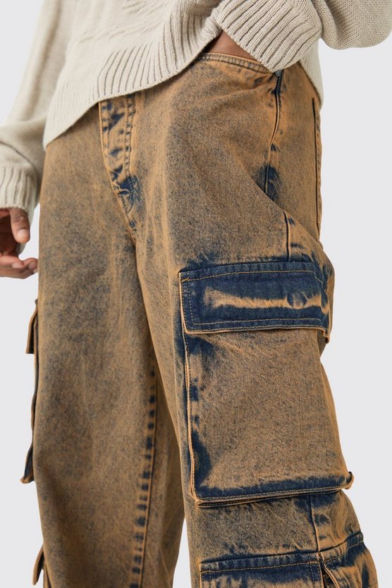 Tall lockere Cargo-Jeans mit Acid-Waschung