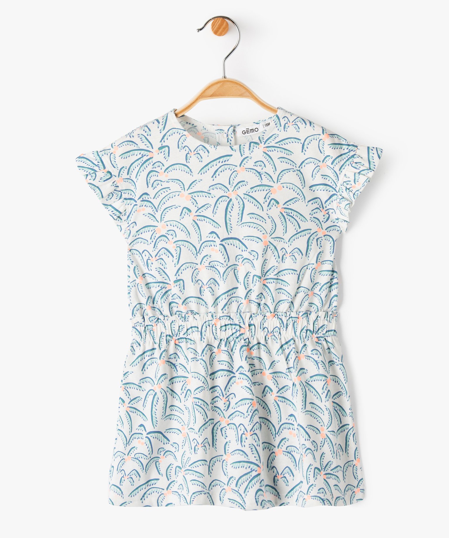 Robe bébé fille effet 2 en 1 avec motifs palmiers ecru | GEMO