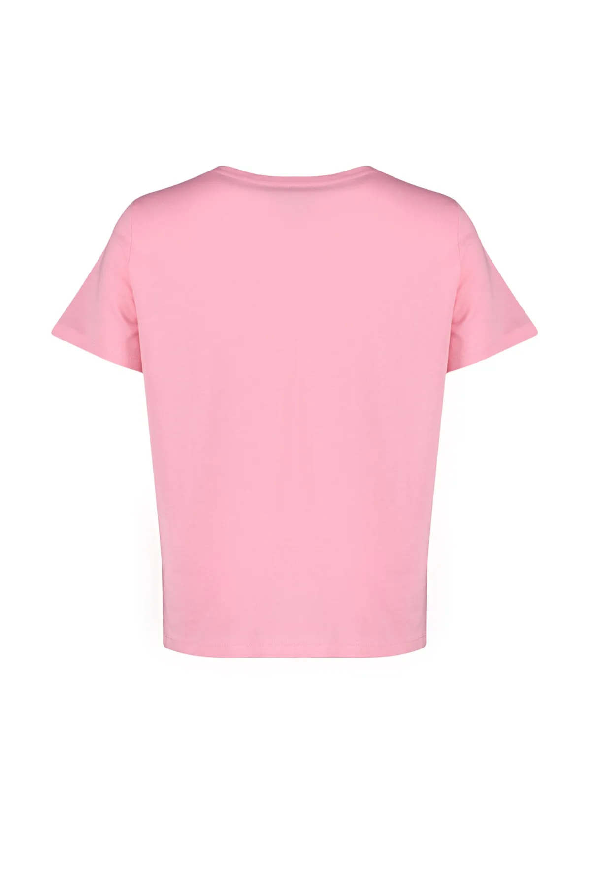 Trendyol Curve  Rosa Basic-Strick-T-Shirt mit Rundhalsausschnitt TBSSS22TS0733