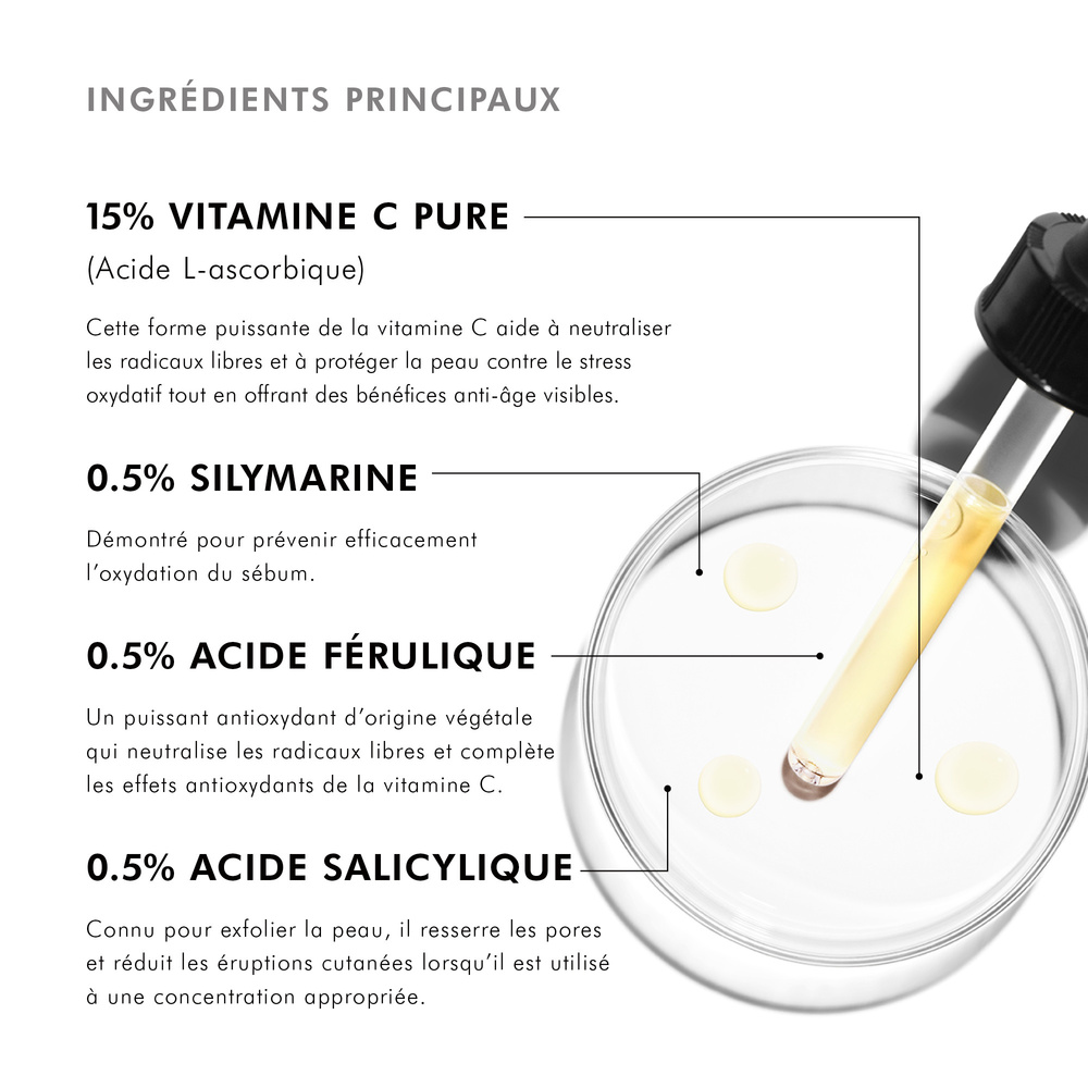 SkinCeuticals Sérum Antioxydant et Anti-ImperfectionsSilymarin CF 30ml Sérum antioxydant à la vitamine C pure pour les peaux grasses ou à imperfections