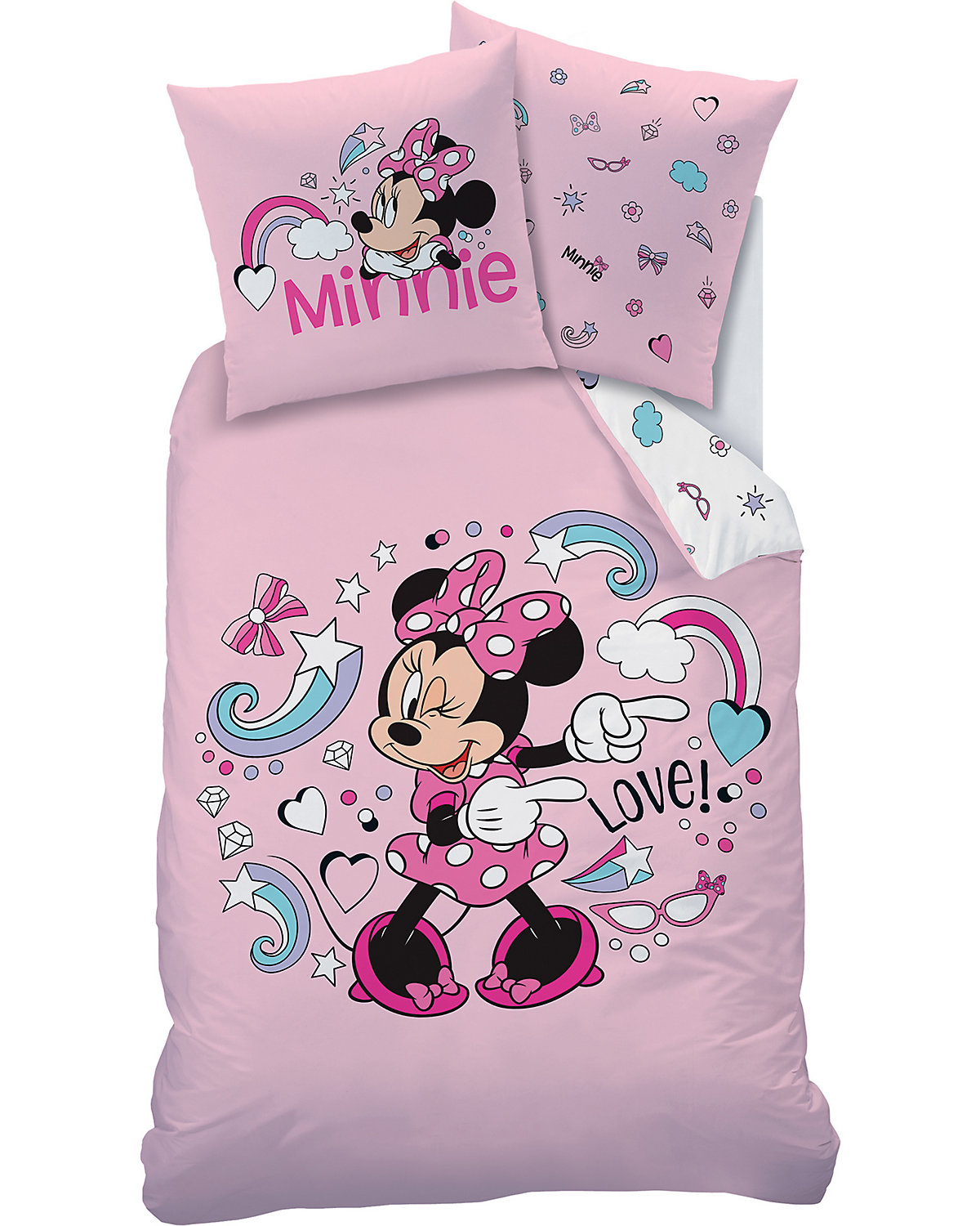 Wende-Kinderbettwäsche   Home Minnie Wink, Renforcé, 135 x 200 + 80 x 80 cm