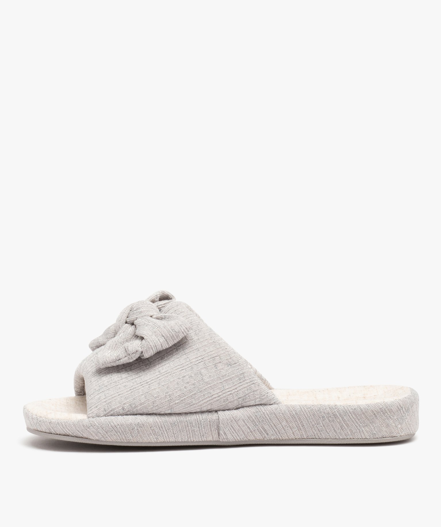 Chaussons mules plats avec noeud femme - Beppi gris | GEMO