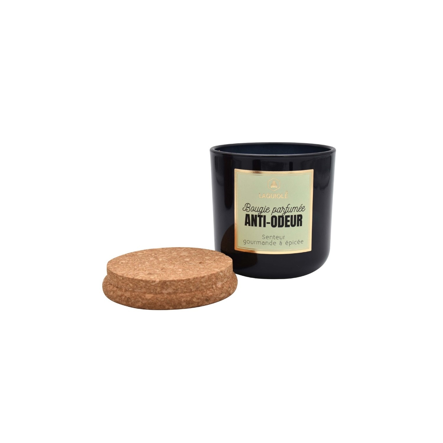 Guiole scented candle with anti-odor coating and cork stopper, 195g