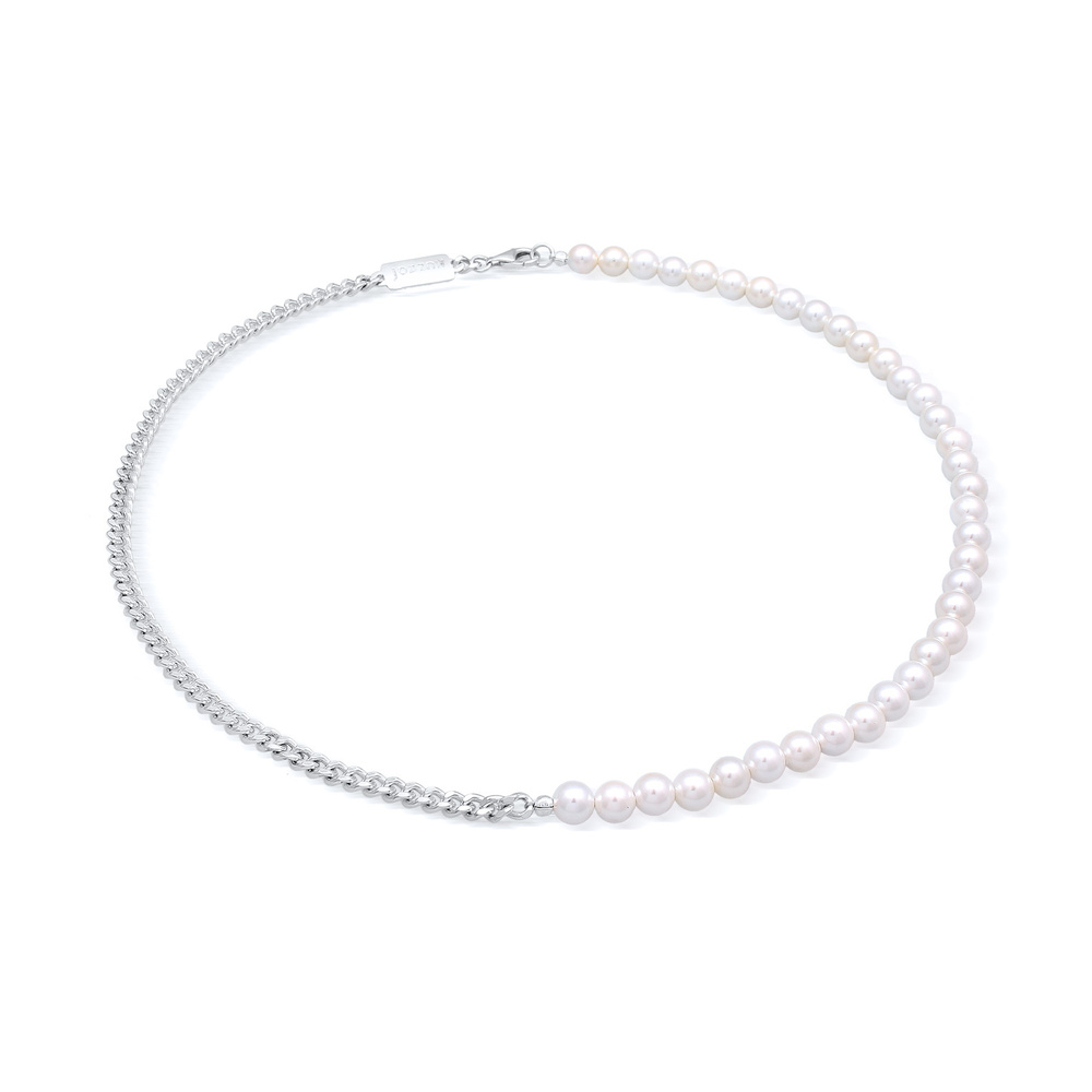 KUZZOI KUZZOI Collier Hommes Char massif avec perles de coquillage en argent sterling 92 collier