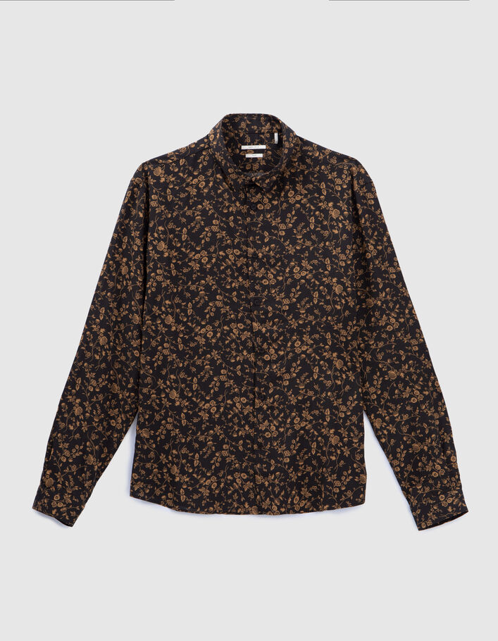 Chemise SLIM noire LENZING™ ECOVERO™ motif fleurs cappuccino Homme
