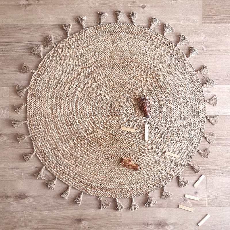 Tapis jute avec pompons 140cm ELSE