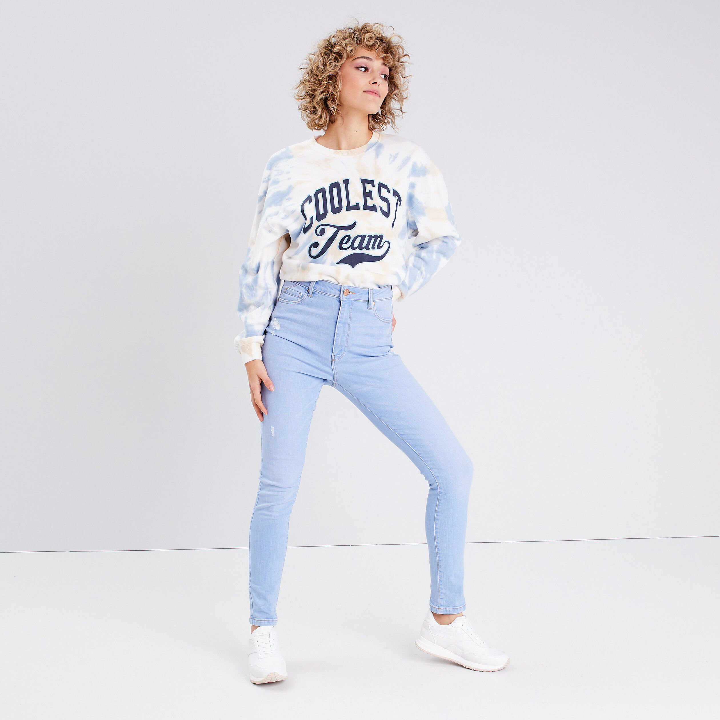 Jeans skinny taille haute denim baby bleu femme | Cache Cache
