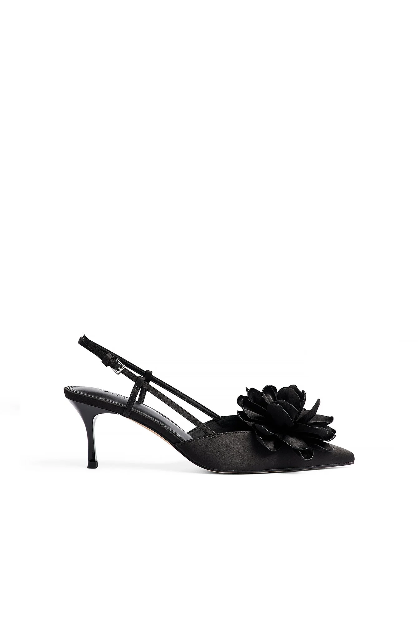 Slingback-Pumps mit Blumendetail