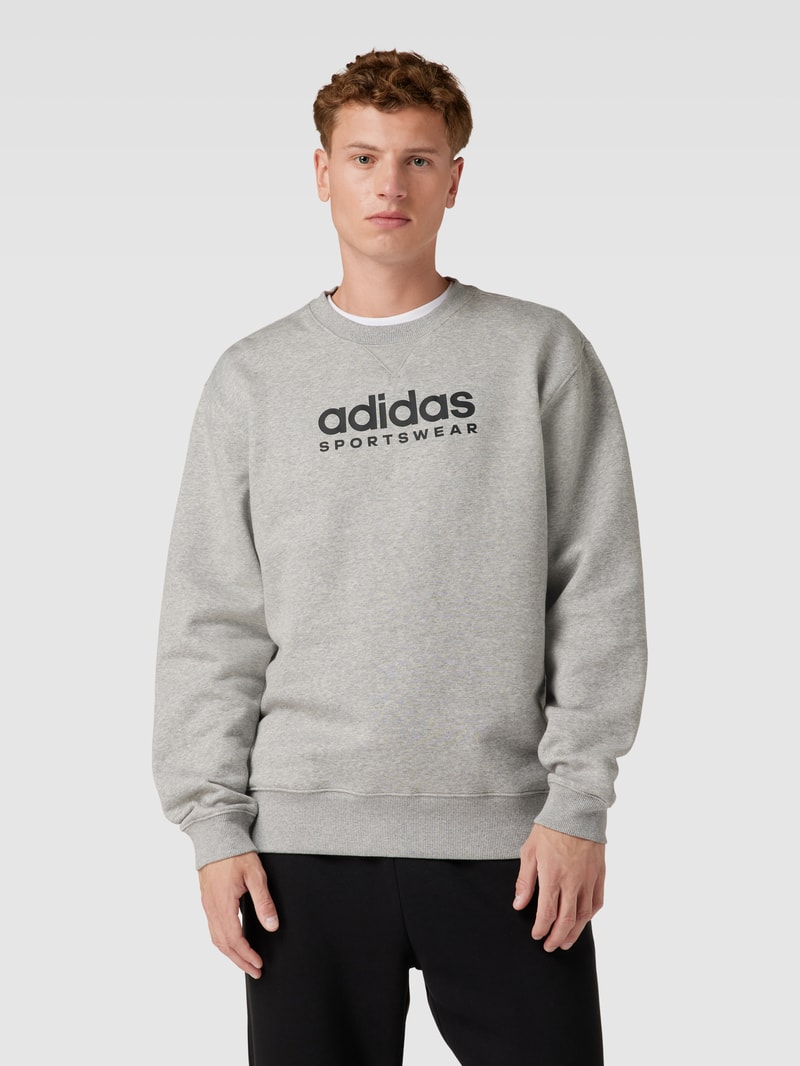 Sweatshirt mit Label-Print in mittelgrau meliert