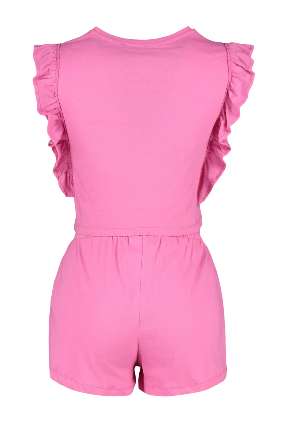 Trendyol Collection  Rosa Pyjama-Set aus T-Shirt und Shorts mit Rüschen, 100 % Baumwolle, THMSS23PT00175