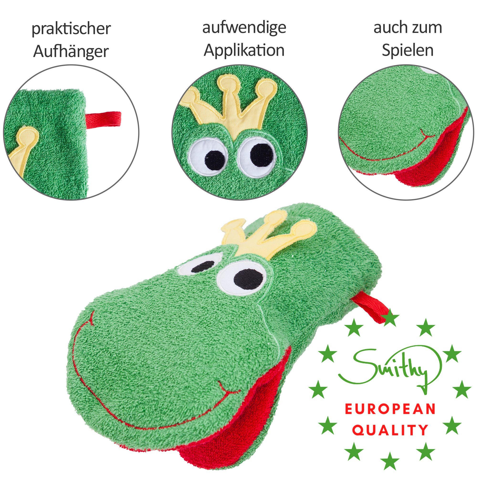 Smithy Waschlappen Waschhandschuh zum Spielen Frosch (1-tlg), Applikation