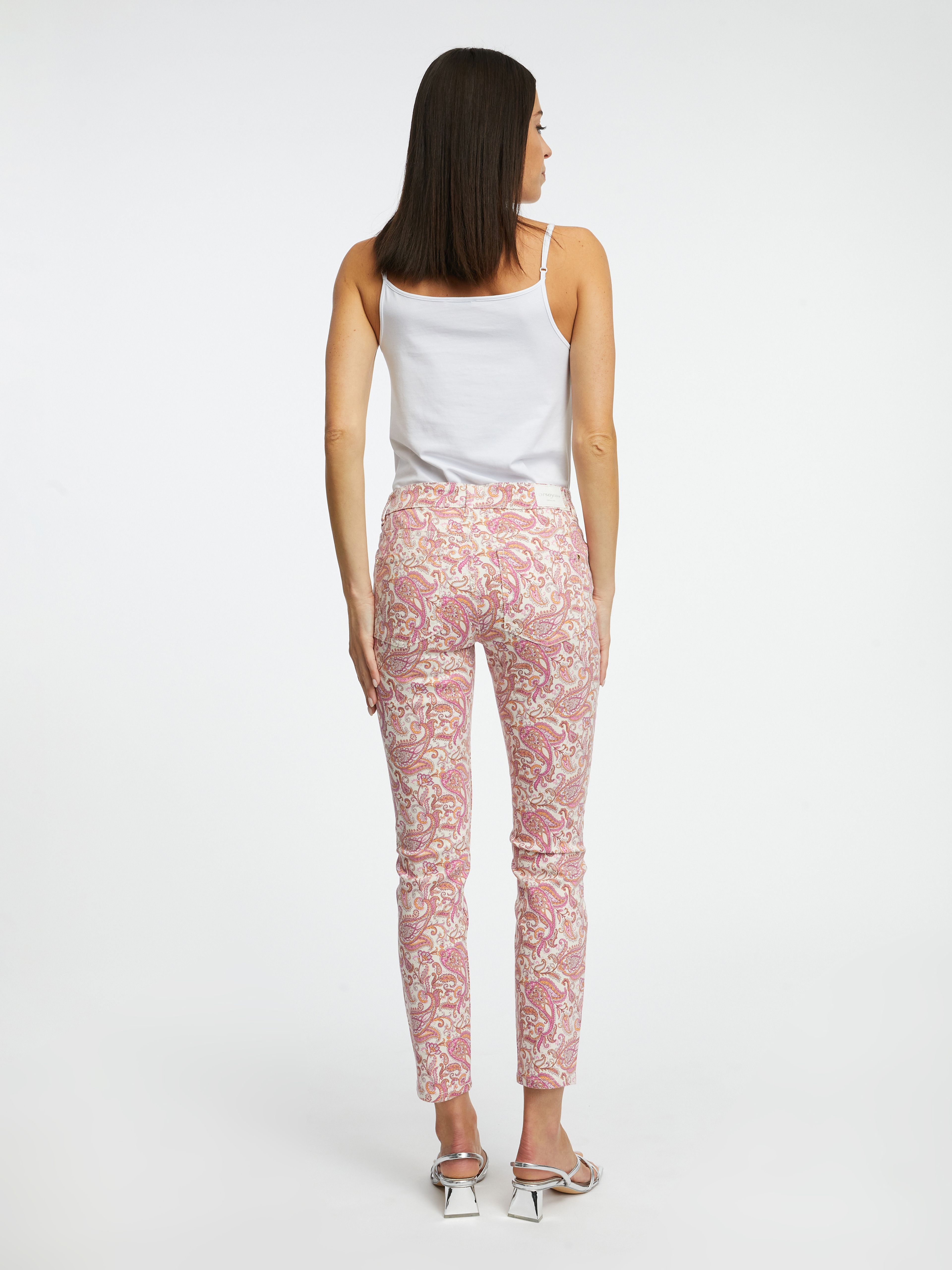 Pinke gemusterte Slim Fit Jeans Damen ORSAY