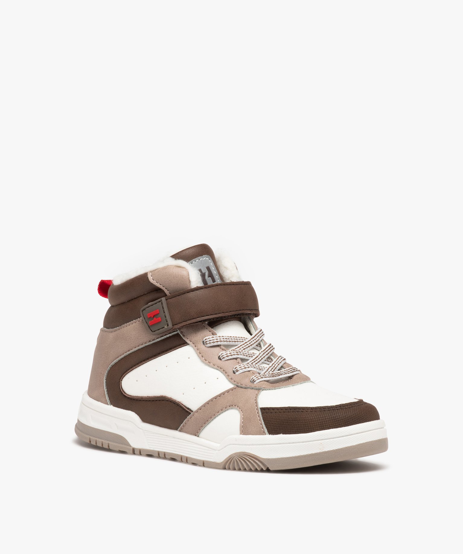 Boots Garçon fourrées dessus bicolores et à scratch - Hobiz taupe | GEMO