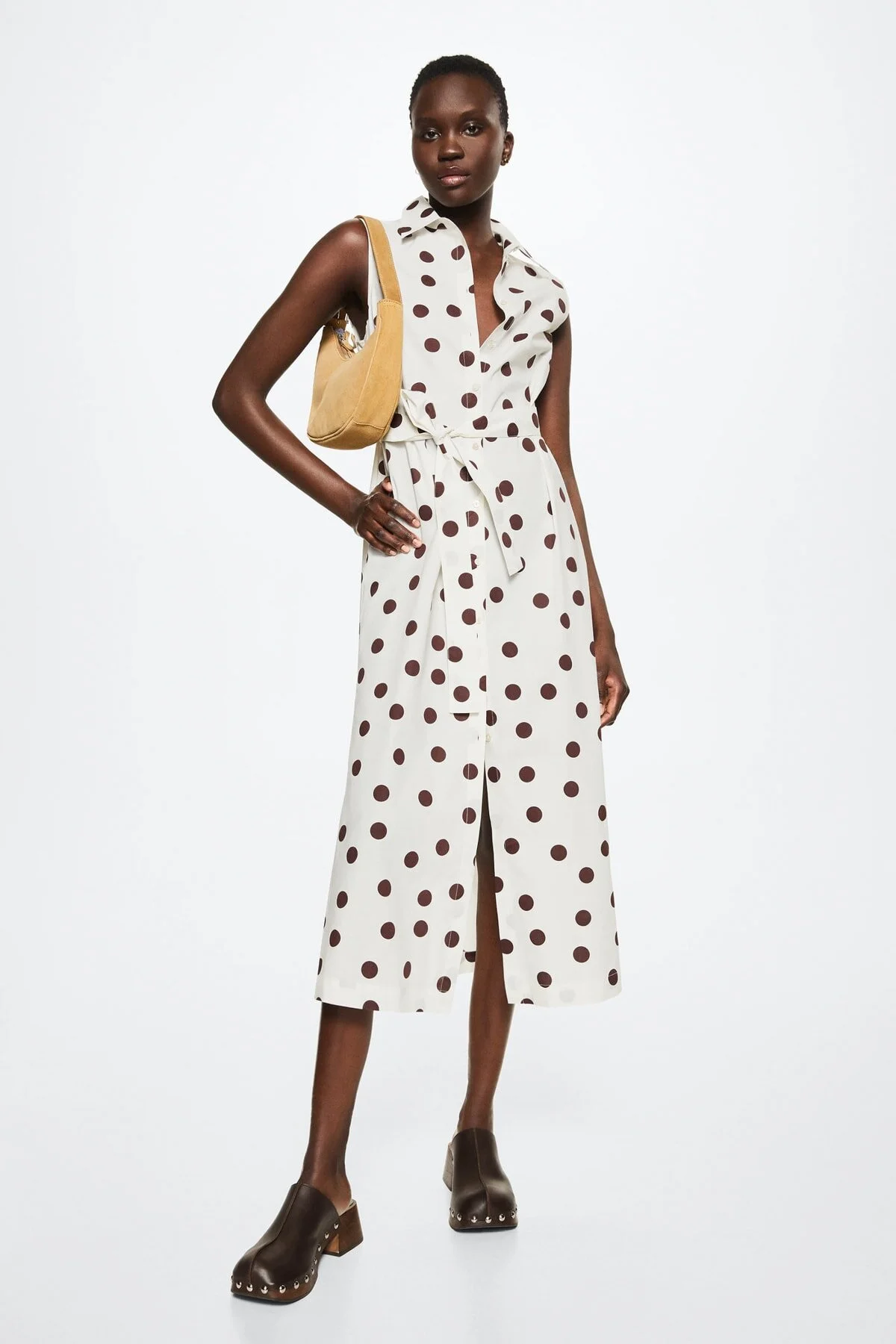 MANGO  Ecrufarbenes Damenkleid 37012883