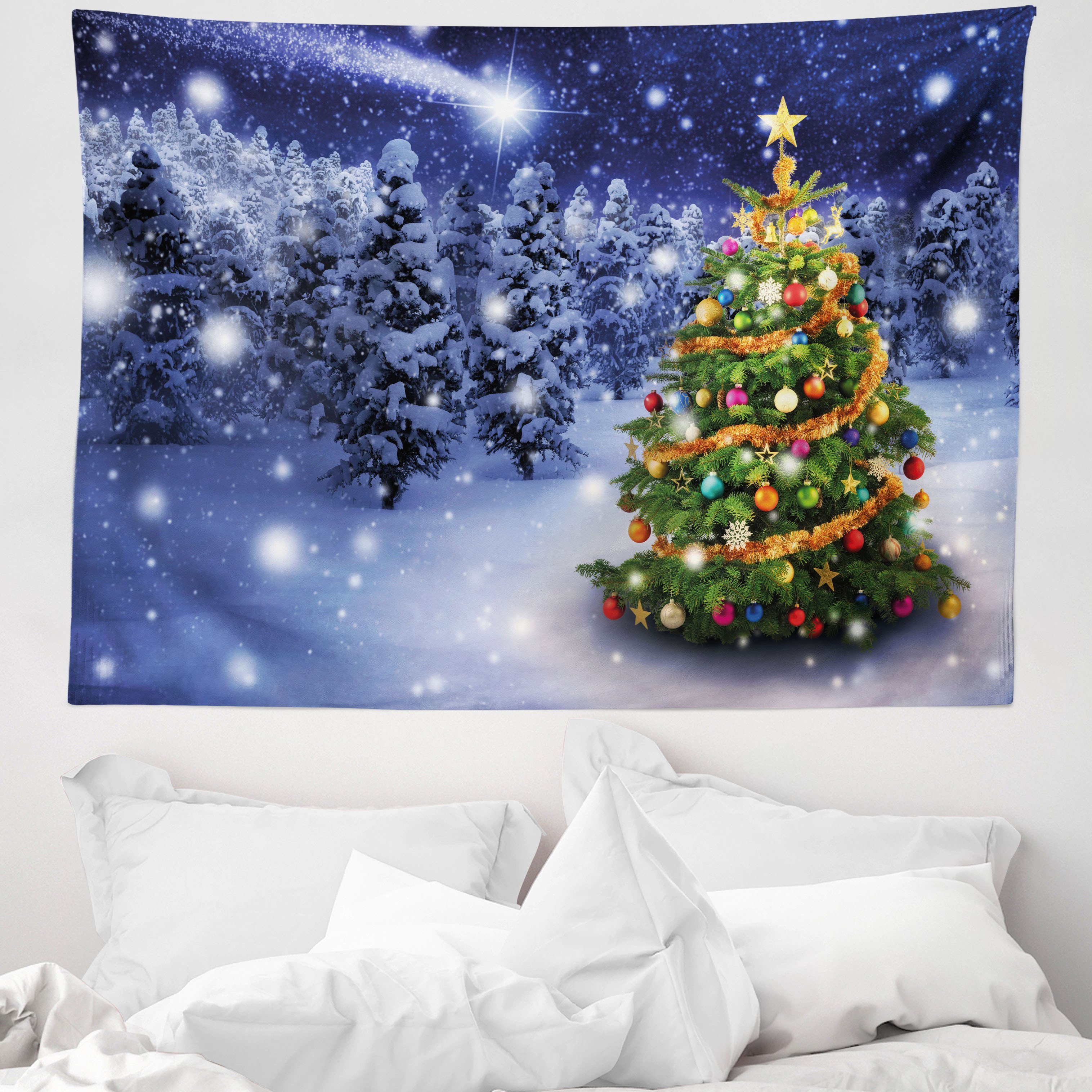 Wandteppich aus Weiches Mikrofaser Stoff Für das Wohn und Schlafzimmer, Abakuhaus, rechteckig, Weihnachten Elf Noel Theme winterliche
