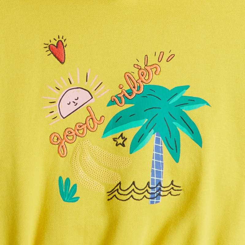 Sweat à capuche fille jaune tropical Catimini